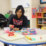 At the end of each day, Tierra prepares her classroom for the next day’s lessons. Guadalupe Centers